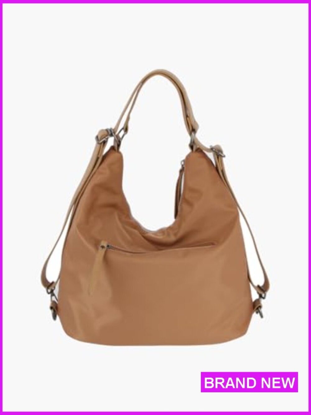 Convertible Shoulder Hobo Backpack Travel Bag Adjustable Straps Vegan Suede - Picture 4 of 5